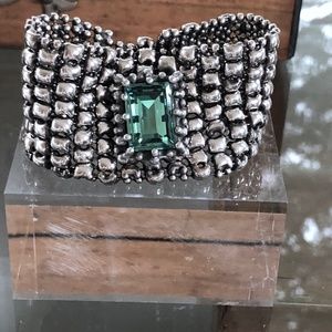SG Liquid Silver mesh cuff bracelet, blue crystal